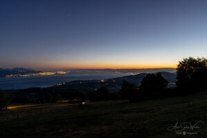 August 2022 - Forest fires that destroyed several hundred hectares of forest both in French departements of Ain and Jura were clearly visible that evening, at sunset, from Mont-Pèlerin (Switzerland)